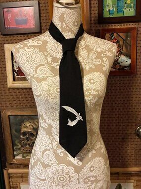 Hand printed jolly roger tie